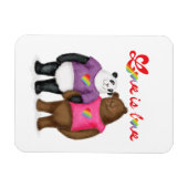 Leuke panda en bruin beer 'love is love' magneet (Horizontaal)