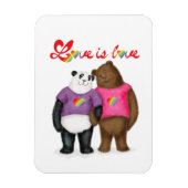 Leuke panda en bruin beer 'love is love' magneet (Verticaal)