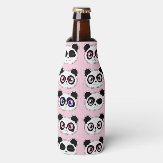Leuke Panda Expression Pink Flesjeskoeler (Fles Voorkant)