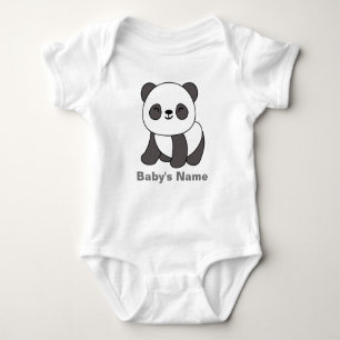 Leuke Panda gepersonaliseerde Baby Bodysuit