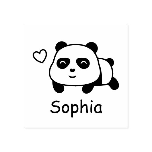 Leuke Panda gepersonaliseerde naam houten stempel (Afrduk)