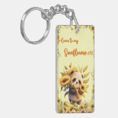 Leuke Panda Holding Zonnebloemen | Acryl Sleutelha Sleutelhanger (Voorkant Links)