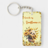 Leuke Panda Holding Zonnebloemen | Acryl Sleutelha Sleutelhanger (Voorkant)