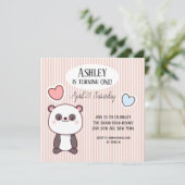 Leuke Panda Kawaii 1e Verjaardag Kaart (Staand voorkant)