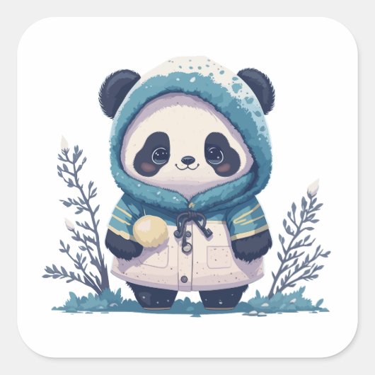 Leuke Panda Lovers Gift Vierkante Sticker (Voorkant)