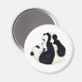 Leuke panda moeder en welp ronde magneet (Voorkant / Achterkant)