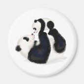 Leuke panda moeder en welp ronde magneet (Voorkant)