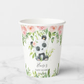 Leuke Panda Pink Bloemen Bamboe Baby shower Verjaa Papieren Bekers (Achterkant)