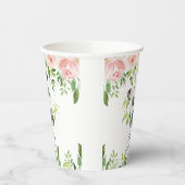 Leuke Panda Pink Bloemen Bamboe Baby shower Verjaa Papieren Bekers (Links)