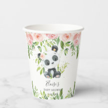Leuke Panda Pink Bloemen Bamboe Baby shower Verjaa