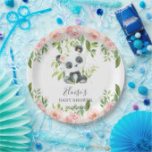 Leuke Panda Pink Bloemen Bamboe Baby shower Verjaa Papieren Bordje (Feest)