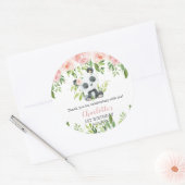 Leuke Panda Pink Bloemen Bamboe Baby shower Verjaa Ronde Sticker (Envelop)