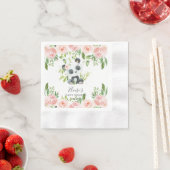 Leuke Panda Pink Bloemen Bamboe Baby shower Verjaa Servet (Insitu)