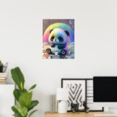 Leuke Panda Regenboog Kleurrijke Moderne Kinderkam Poster (Thuiskantoor)