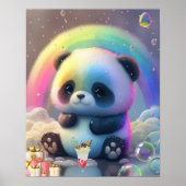 Leuke Panda Regenboog Kleurrijke Moderne Kinderkam Poster (Voorkant)