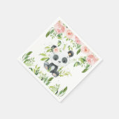 Leuke Panda Roze Bloemen Groen Baby shower Party Servet (Hoek)