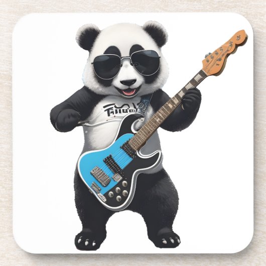 Leuke Panda spelen gitaar, muziek Panda liefhebber Bier Onderzetter (Voorkant)