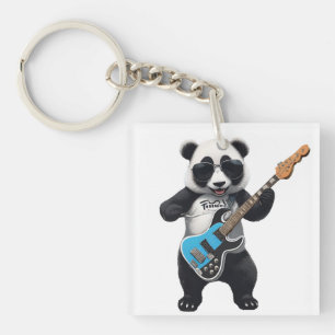 Leuke Panda spelen gitaar, muziek Panda liefhebber Sleutelhanger