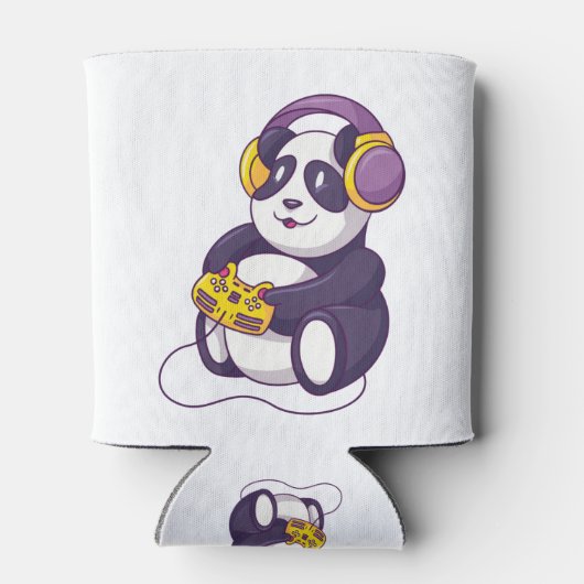 Leuke Panda Spelen Videospelletjes - Grappige Dier Blikjeskoeler (Achterkant)