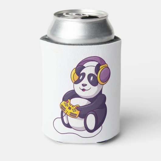 Leuke Panda Spelen Videospelletjes - Grappige Dier Blikjeskoeler (Blikje Achterkant)