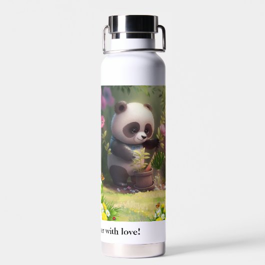 Leuke Panda tuinieren Bloemen Vlinders Quote Waterfles (Achterkant)