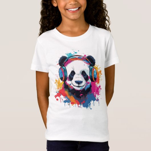 Leuke Panda waterverf heldere tekening T-shirt (Voorkant)