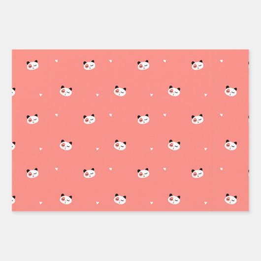 Leuke Panda Wrapping Papier Set Inpakpapier Vel (Voorkant)