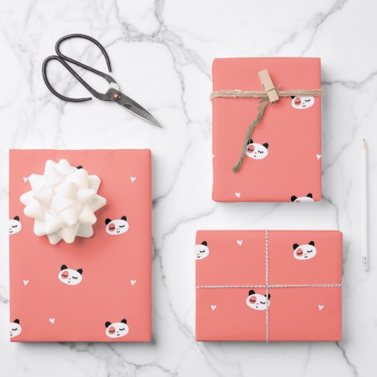 Leuke Panda Wrapping Papier Set Inpakpapier Vel (Voorkant)
