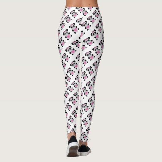 Leuke Panda's met Roze Harten Leggings (Achterkant)