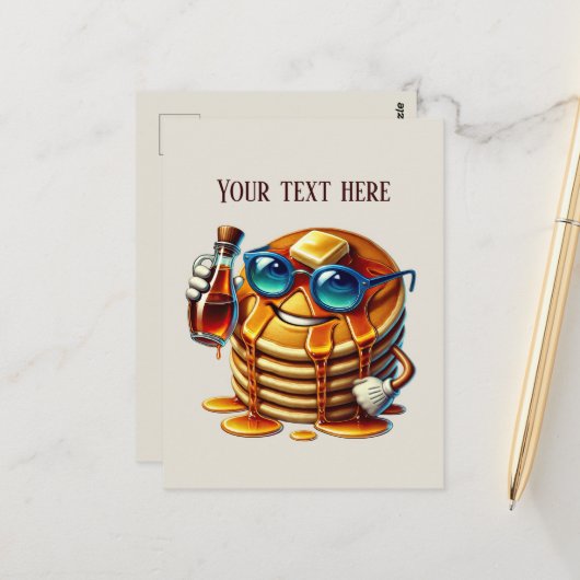 Leuke pannenkoekenliefhebbers ontbijt briefkaart (Voorkant / Achterkant in situ)