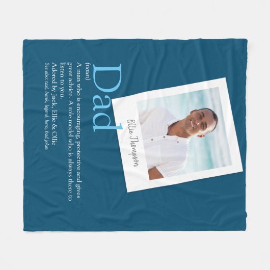 Leuke Papa Vader Definisie Foto Blou Fleece Deken (Voorkant (Horizontaal))