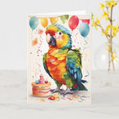 Leuke papegaai met taart vieren! | KAART (Gele Bloem)