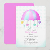 Leuke paraplu met kleurrijke harten baby shower kaart (Voorkant / Achterkant)
