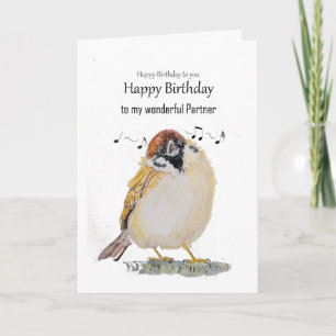Leuke partner Gelukkige verjaardag Mus Vogel Kaart