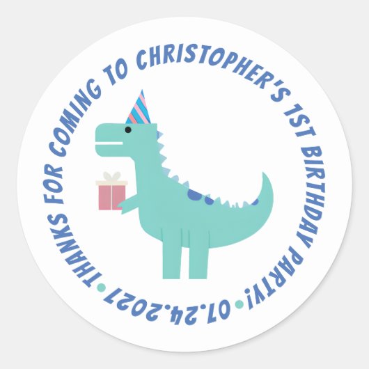 Leuke Party Alligator Verjaardag Dank u Ronde Sticker (Voorkant)