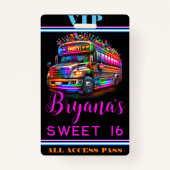 Leuke Party Bus Heldere Gloeiende Lichten VIP Pass Badge (Achterkant)