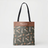 Leuke Pasen Bunny Egg Folk Pattern Aangepaste naam Tote Bag (Voorkant)