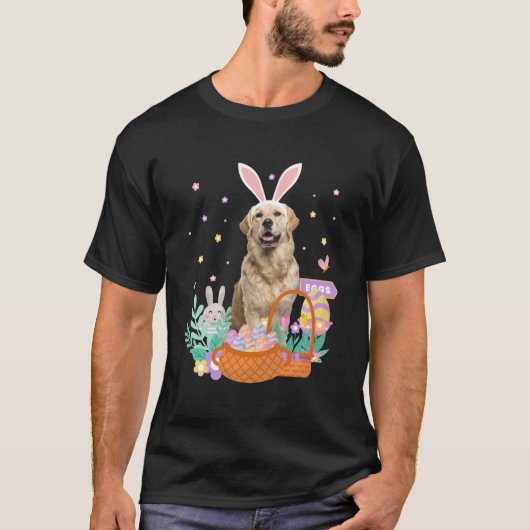 Leuke Pasen golden retriever hond eieren jacht man T-shirt (Voorkant)