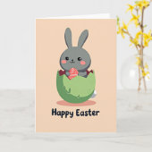 Leuke Pasen Konijn Ei Kaart (Gele Bloem)