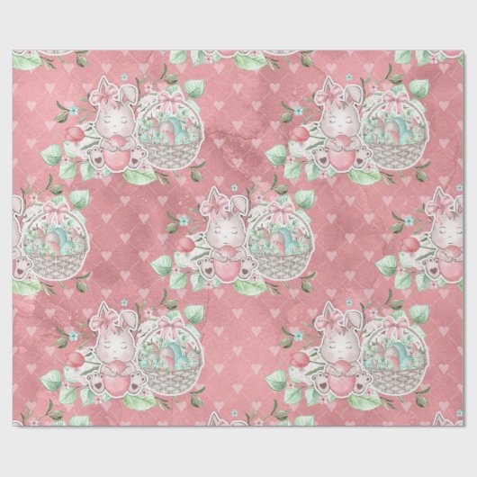 Leuke Pasen Liefde Bunny Cadeaupapier (Vlak)