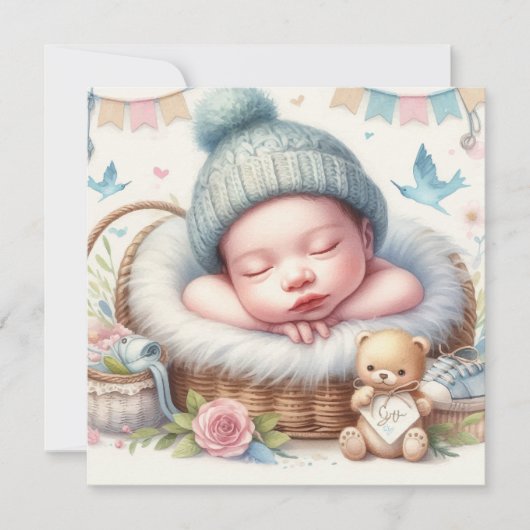 Leuke pasgeboren baby kaart (Voorkant)