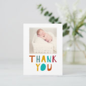 Leuke pasgeboren baby shower Dank u kleurrijke fot Briefkaart (Staand voorkant)