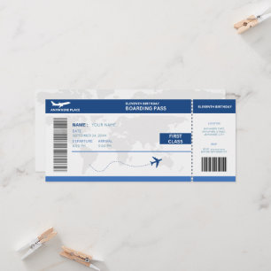 Leuke paspoort, instapkaart 11e verjaardag kaart