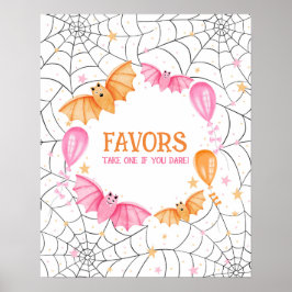 Leuke Pastel Bats en Spiderwebs Halloween Poster
