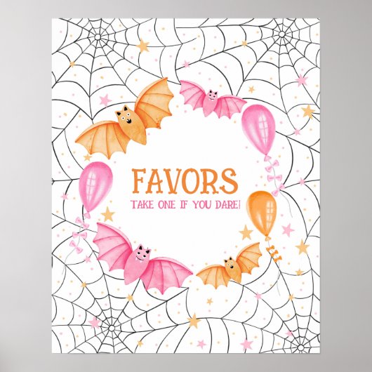 Leuke Pastel Bats en Spiderwebs Halloween Poster (Voorkant)