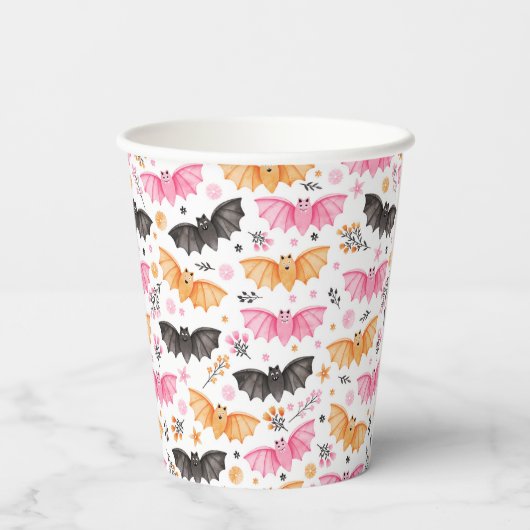 Leuke Pastel Bats Halloween Papieren Bekers (Achterkant)