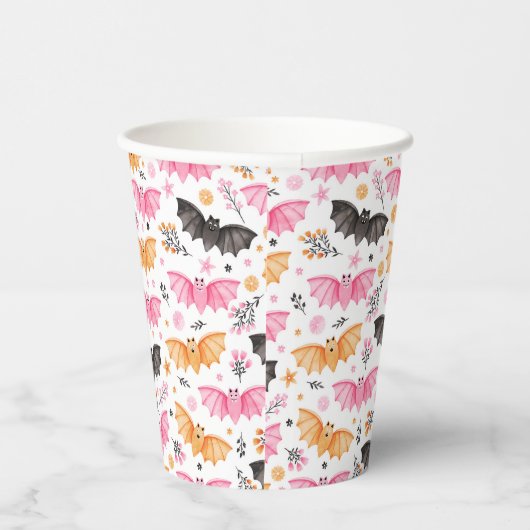 Leuke Pastel Bats Halloween Papieren Bekers (Rechts)