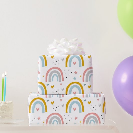 Leuke Pastel Blauw Blush Blauwgroen Boho Regenboog Cadeaupapier (Feestgeschenken)