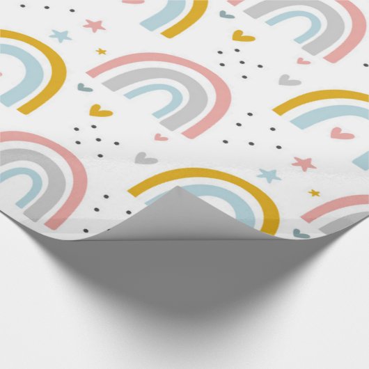 Leuke Pastel Blauw Blush Blauwgroen Boho Regenboog Cadeaupapier (Hoek)