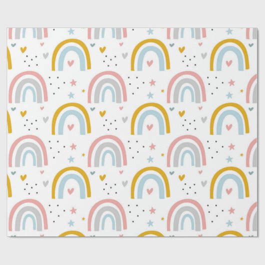 Leuke Pastel Blauw Blush Blauwgroen Boho Regenboog Cadeaupapier (Vlak)